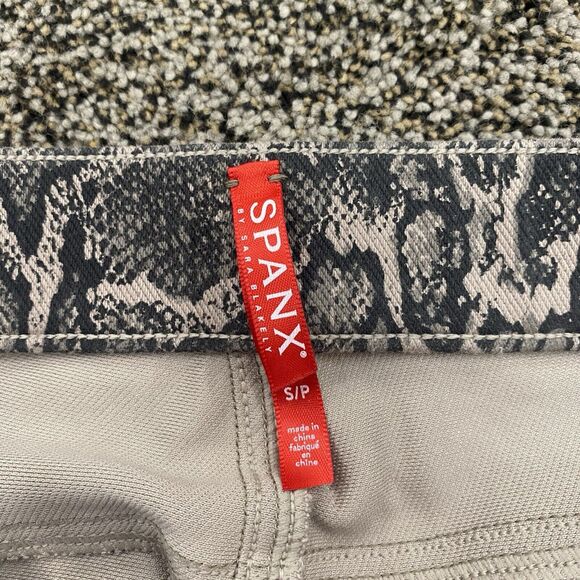 SPANX S Jeanish Ankle Pull On Knit Leggings Snakeskin Print Black Taupe Slimming - Picture 5 of 16